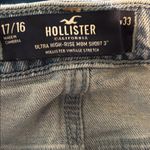 Hollister Distressed Mom Ultra High-Rise Shorts 33”Med Wash Fringe Hem 3” Hem Photo 2