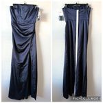 After Six  6888 Strapless Corset Satin Gown Midnight Navy Blue 6 Photo 2