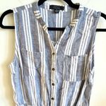 Kelly Reneé Striped Linen Blend Romper Blue Size M Photo 3