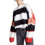 Cinq à Sept Cinq a Sept Damiana oversized mohair mixed stripe pullover sweater size S small Photo 1