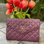 Badgley Mischka Plum Diamond Quilt Convertible Envelope Crossbody Bag $129 NEW Photo 4