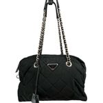 Prada Tessuto Impuntu Shoulder Bag Black Quilted Nylon Chain Leather Strap Photo 0