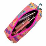 Natural Life NWT Colorful Neoprene Cosmetic Bag Black Floral Embroidered Belt Photo 8