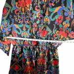 Victoria's Secret Vintage 90s Gold Label Robe Womens S Black Satin Floral Kimono Photo 5