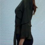 Cupcakes and Cashmere Yeta green wrap tiered bell sleeves blouse, size S party Photo 1