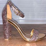 Shoe Land  Rose Gold Glitter Strappy Block Heels Photo 0