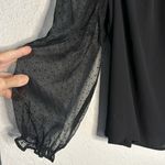 Banana Republic  Black Sheer Flocked Dot Top Long Sleeve Mesh Witchy Goth Photo 2