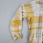 American Eagle  Womens Flannel Shirt Size S Yellow White Plaid Button Down Hoodie Photo 10