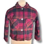 Woolrich Vintage  Cropped Red Plaid Wool Jacket Made In USA Rugged Warm Winter Photo 12