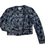 Skies Are Blue Anthropologie asymmetrical denim cropped jacket, size S EUC Photo 0