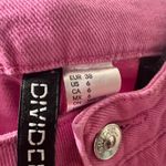 H&M DIVIDED Hot Pink Jean Shorts Womens 6 High Waist Raw Hem Denim Cotton Photo 2