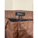 Wildfox  Pants Womens Medium Brown Faux Vegan Leather Slit Hem Straight Leg Photo 2