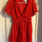 Altar'd State Altar’d State Bowie Romper Women’s Sz‎ Small Red Polka Dot Ruffle Zippered Back Photo 0