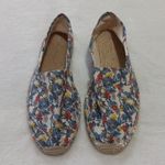Soludos Multicolored Floral Leaf Print Canvas Jute Slip On Flat Espadrilles Photo 3