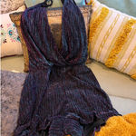 Lulus Women's Black & Purple Shimmer Halter Romper XL Photo 0