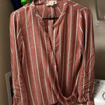 Pink Rose  Rust and White Striped Blouse Photo 0