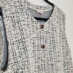 Loft  Black and White Button-up Tweed Sleeveless Shift Dress Size XL Photo 4