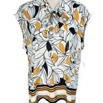 Bar III  X-Large Top Floral Semi-Sheer Tie V-Neck Sleeveless Side Slits New Photo 0