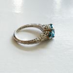 Judith Ripka Blue Topaz 3 Stones CZ Sterling Silver Ring Size 10 Photo 8