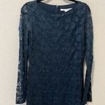 Diane Von Furstenberg  Zarita Navy Silk Lace Floral Dress, Size 12 Photo 2