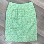 Boden Pintuck Printed Linen Skirt Green Ivory 6 Knee Length Green Photo 7