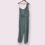 American Eagle  One Shoulder Linen Blend Jumpsuit in Olive - size XL Long Photo 3