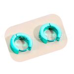 Turquoise Stainless Steel Huggie Hoop Earrings – 8mm Unisex Sleeper Style Blue Photo 3