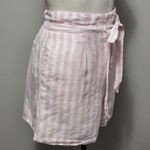 Cynthia Rowley pink striped high waist linen paperbag shorts size medium Photo 4