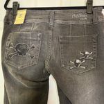 Bubblegum  USA Skull Skinny Jeans Black Stretch Y2K Goth Emo Punk Size 11/12 Photo 2