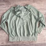 Boutique  Oversized 1/4 Snap Hoodie Pullover Womens L Sage Ribbed Photo 3
