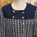 Sam Edelman  Blue Tweed Fiona Double Breasted Collarless Blazer Size Medium Photo 2