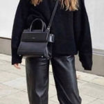 Free People Free People Pleated High Waist Vegan 12 Straight Leg Leather Trousers 90s Retro Photo 0