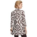 Chico's  100% linen cardigan duster jacket brown cream geometric pattern size 2 Photo 1