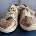 Fossil  Gold Metallic Shimmer Statement Sneakers Lace Up Comfort Shoes Size 7 Photo 3
