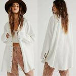 Free People  Summer Daydream Buttondown Top in Ivory Size Medium Gauze Oversized Photo 1