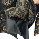 Laura Ashley  Black Bronze Tapestry and Velvet Button Up Peacoat Jacket Womens L Photo 9