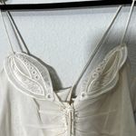 Zac Posen Cream Leaf Embroidered Spaghetti Strap Cotton Top Sz 4 Photo 3
