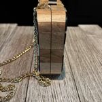 Black And White Chevron Print Crossbody wooden Box Bag With Chain Strap Black Photo 3