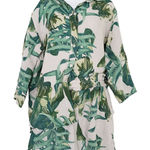 PURO LINO 100% Linen Italy Palms XL Set 2 Piece Blouse & Short Casual Photo 0