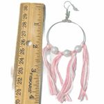 None Statement Earrings‎ Tassel Fringe Big Hoops Faux Pearl Silver Pink White Silver Photo 2