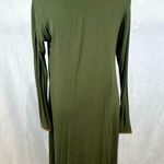 Long Sleeve Army Green Dress With Brown Suede Trim Size Small Photo 2