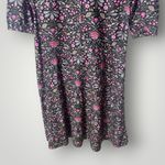 J. McLaughlin Annabelle Black Pink Floral Midi Shirt Dress 3/4 Sleeve Small Photo 4