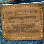 Levi's  Ribcage Blue High Waisted Raw Hem Mini Pencil Denim Jean Skirt Size 26 Photo 3