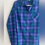 Eddie Bauer Plaid Flannel Button Down Shirt, Purple/Green/Blue, Size Medium Photo 1