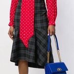 Balenciaga New Godet Stretch Wool Plaid Peplum Skirt in Grey and Black Photo 0