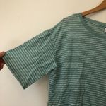 Nicole Miller NEW NWT Aqua Green White Stripe 100% Linen Boxy Short Sleeve Top S Photo 6