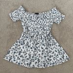 Love Streak Floral Off-Shoulder Blouse - White and Blue Photo 0