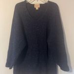 Woolrich Vintage  Women's Navy Blue Speckled 100% Wool V-Neck Sweater size XL Photo 1