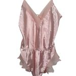 Victoria Secret Pink Satin Teddy Lingerie M VTG Gold Label Ruffle Trim Bodysuit Size M Photo 0