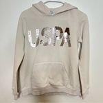 U.S. Polo Assn. Women’s Cream Sequined Logo Hoodie Size Small Photo 0